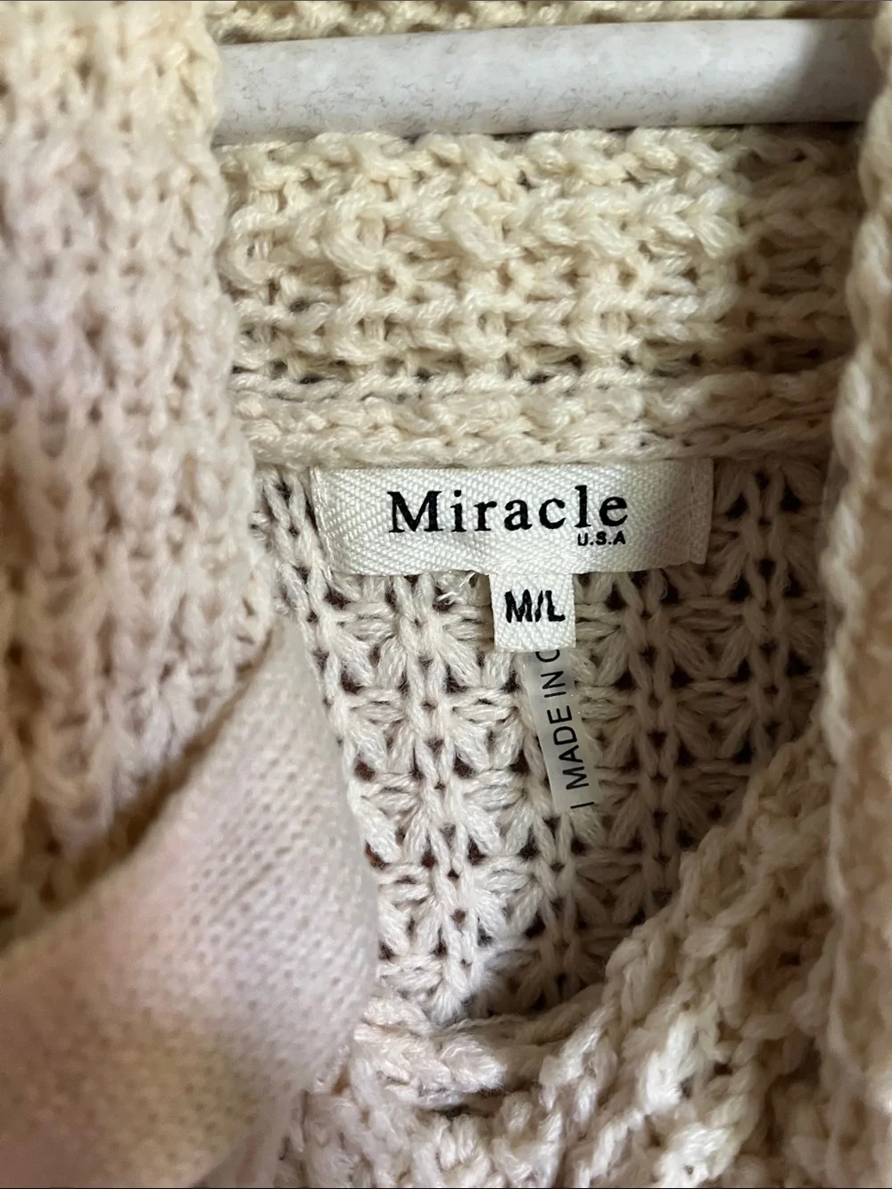 Miracle Cream Asymmetrical Cowl Neck Buttoned Knit Sweater